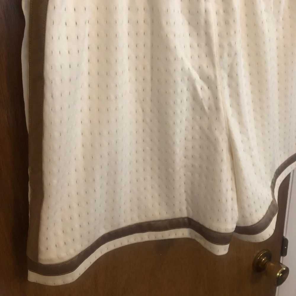 adidas Cream Athletic Shorts with Brown Trim